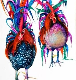Aileen Malcolm Art Print Giclee - Aileen Malcolm "Battling Roosters" Medium 8" x 12"