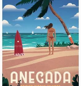 Anegada   - BVI Retro travel poster - Giclee print 12" x 16"