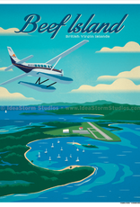 Beef Island   - BVI Retro travel poster - Giclee print 12" x 16"