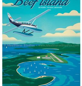 Beef Island   - BVI Retro travel poster - Giclee print 12" x 16"