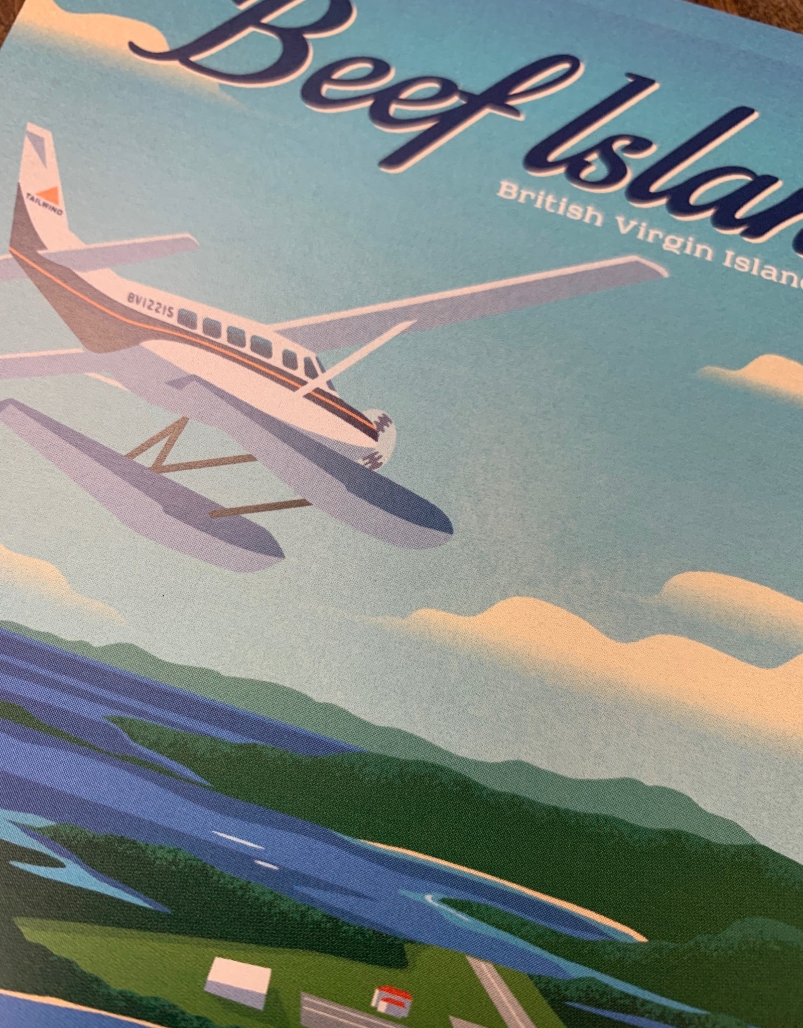 Beef Island   - BVI Retro travel poster - Giclee print 12" x 16"
