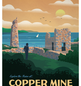 BVI Retro travel poster - Copper Mine - Giclee print 12" x 16"