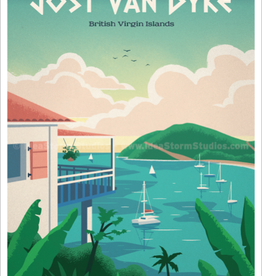 BVI Retro travel poster - Jost Van Dyke - Giclee print 12" x 16"