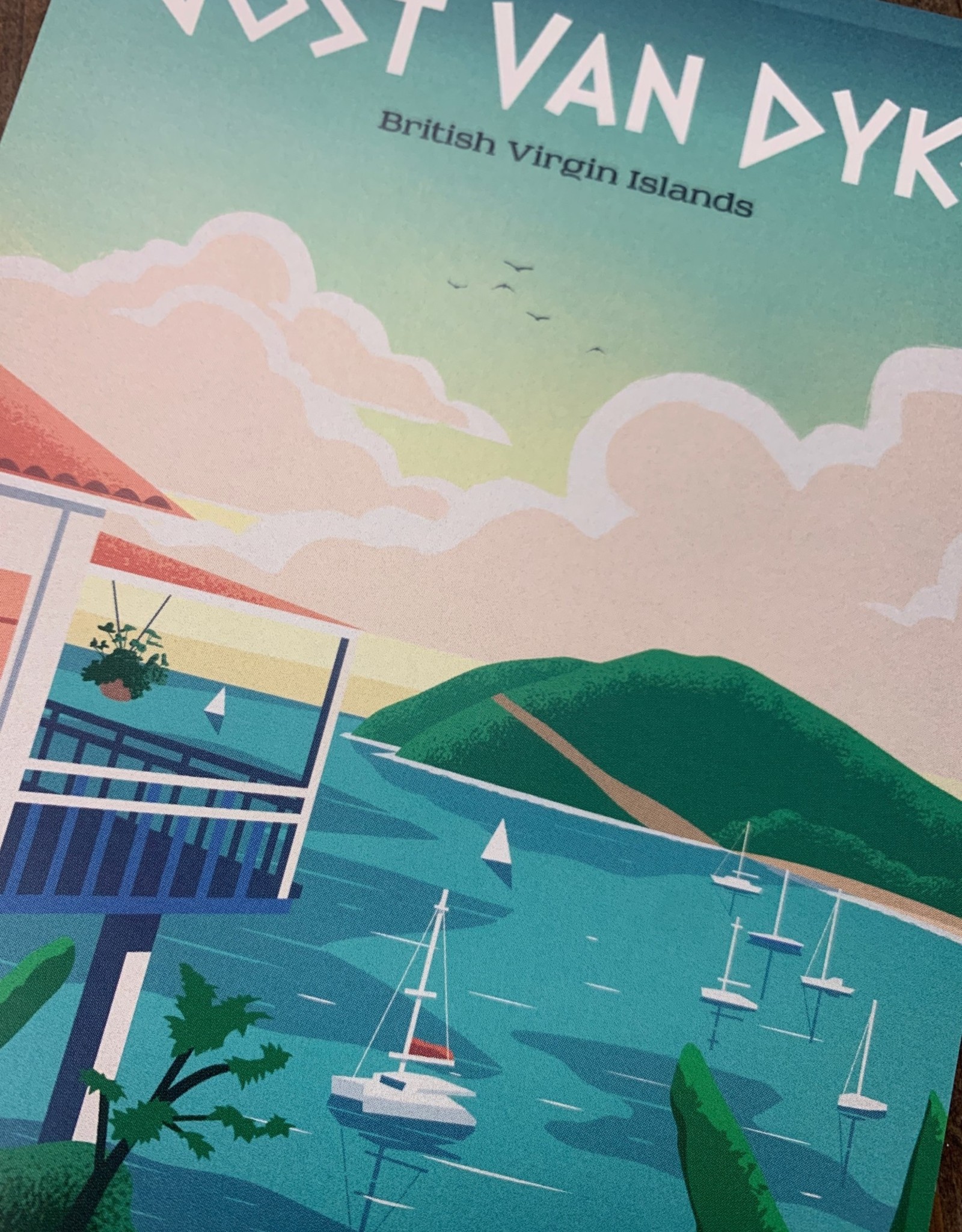 Jost Van Dyke - BVI Retro travel poster - Giclee print 12" x 16"