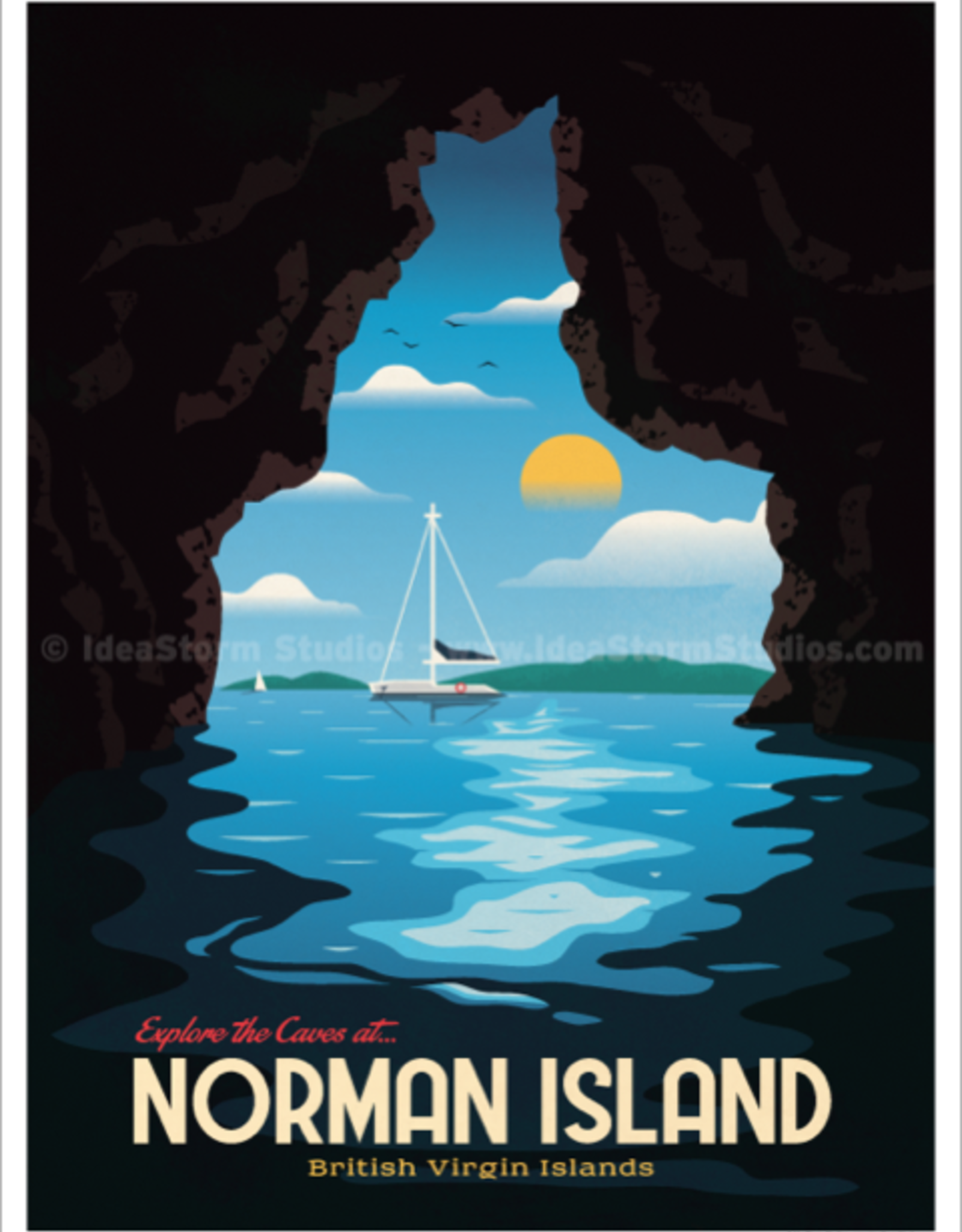 BVI Retro travel poster - Norman Island - Giclee print 12" x 16"