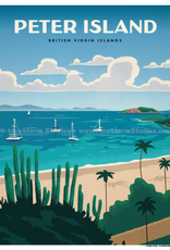 Peter Island - BVI Retro travel poster - Giclee print 12" x 16"