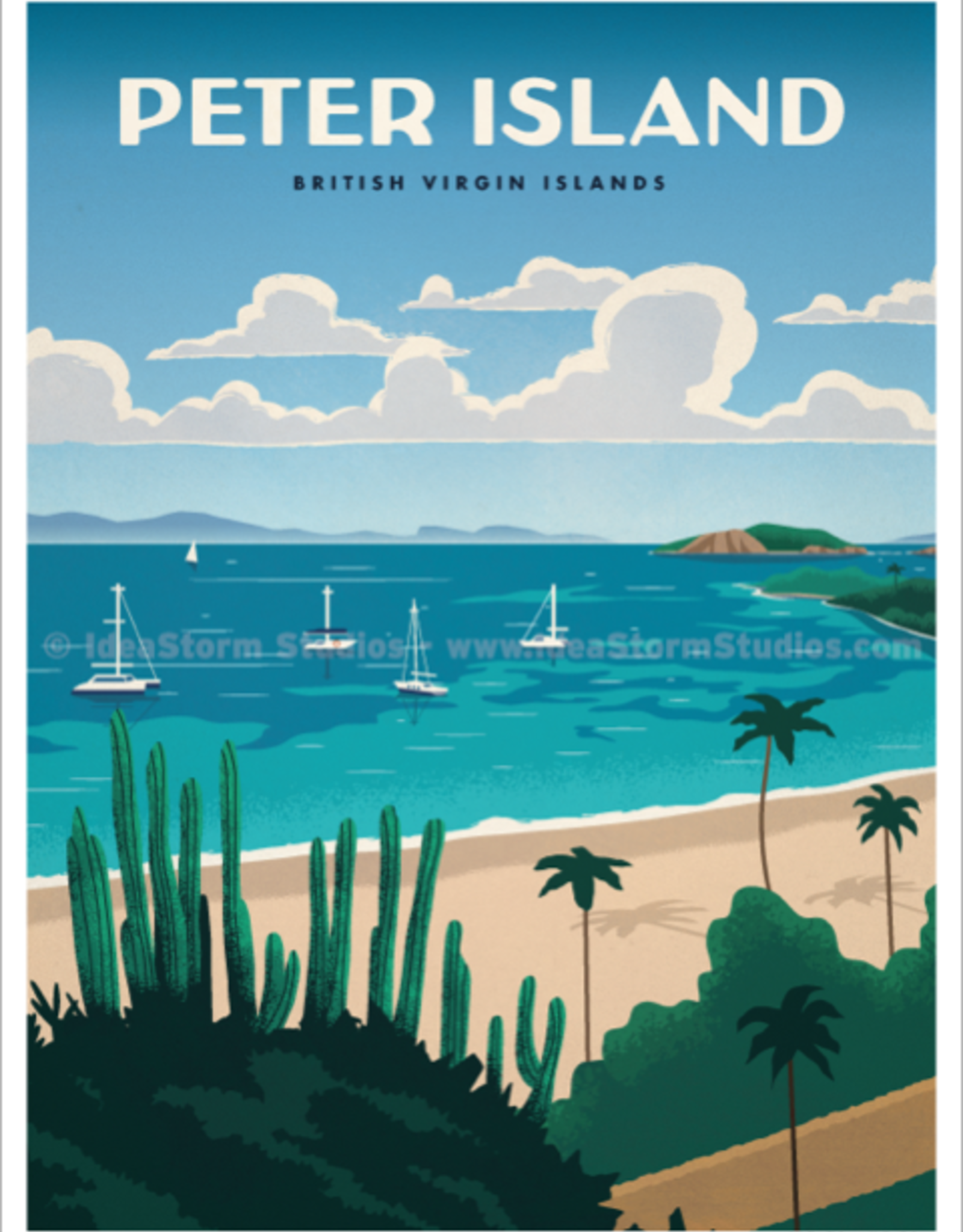 BVI Retro travel poster - Peter Island - Giclee print 12" x 16"