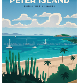 Peter Island - BVI Retro travel poster - Giclee print 12" x 16"