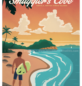 Smugglers Cove - BVI Retro travel poster - Giclee print 12" x 16"