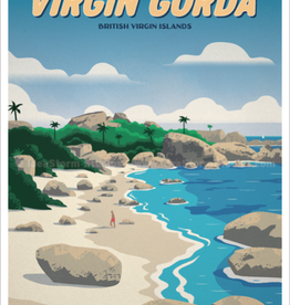 Virgin Gorda - BVI Retro travel poster - Giclee print 12" x 16"