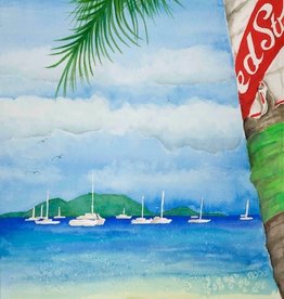 Lisa Muddiman Gray "Red Stripe, Cane Garden Bay" Limited Edition Print by BVI Artist Lisa Muddiman Gray Matted 10" x 8"