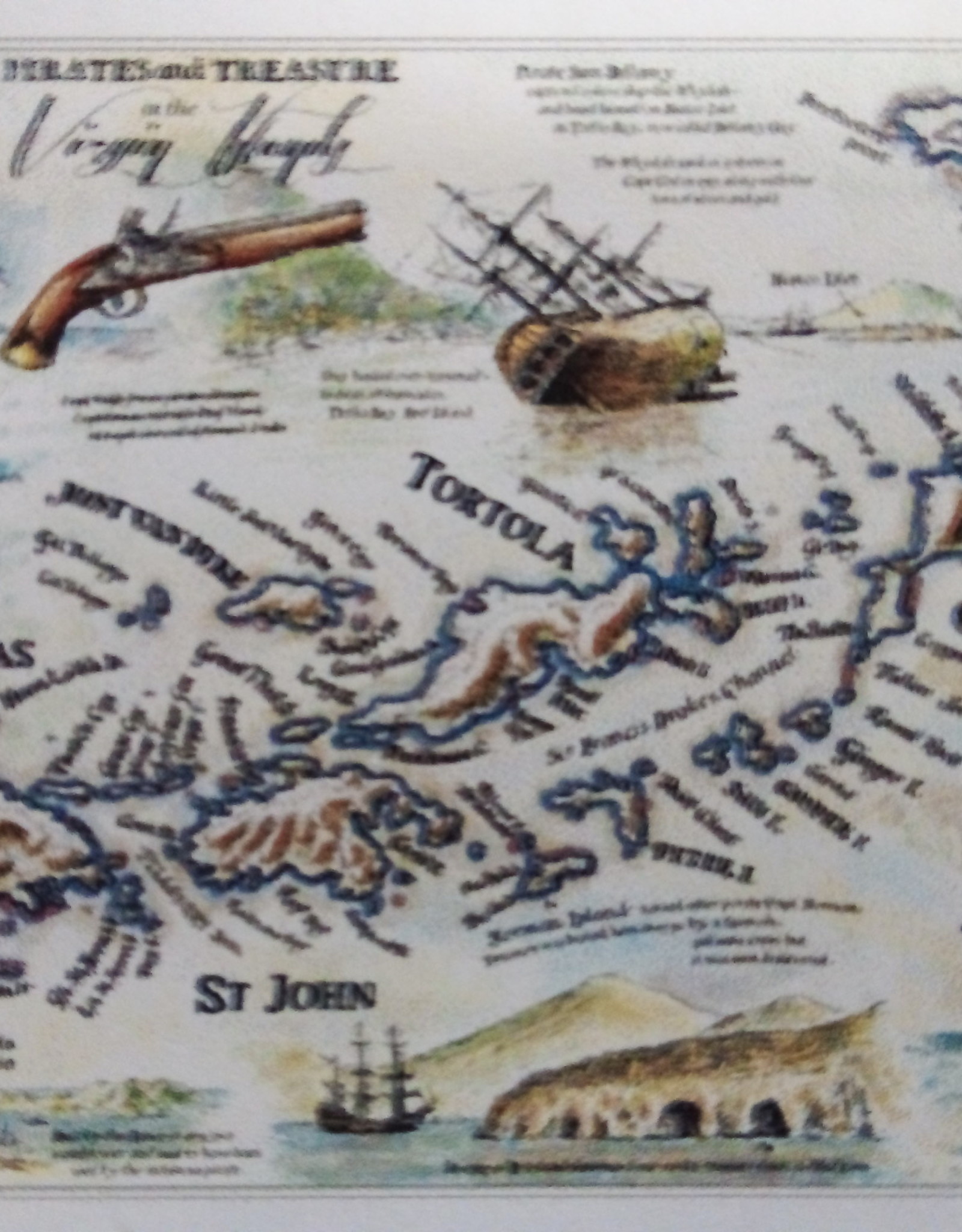 "Pirates & Treasure Map of the Virgin Islands " Giclee Print  16"x12"