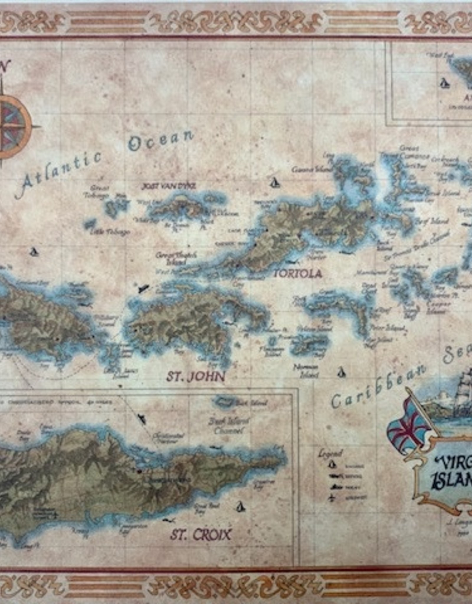 Art Print  - "Virgin Island Map" matted 10" x 8"