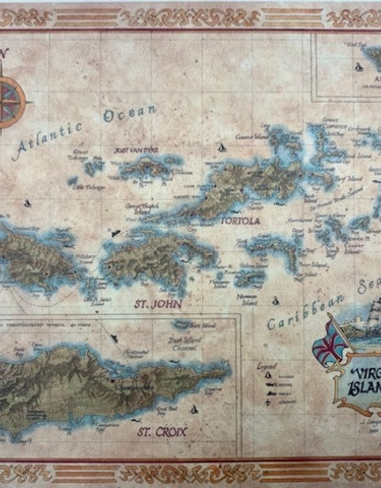 "Virgin Island Map" Matted Print 10"x8"