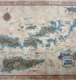 "Virgin Island Map" Matted Print 10"x8"