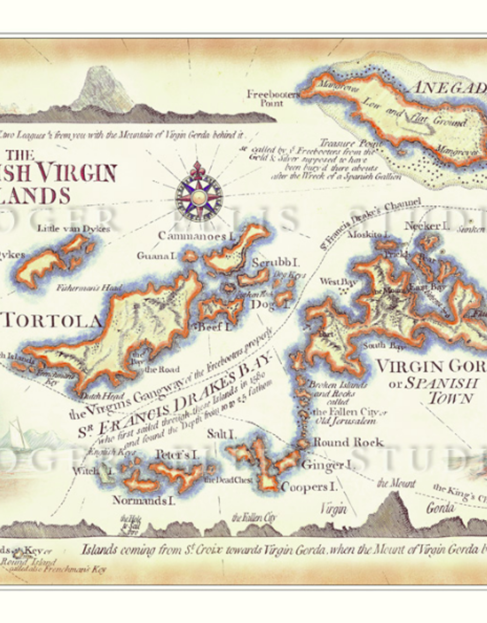 "Antique BVI Map" Matted Print 11x14"