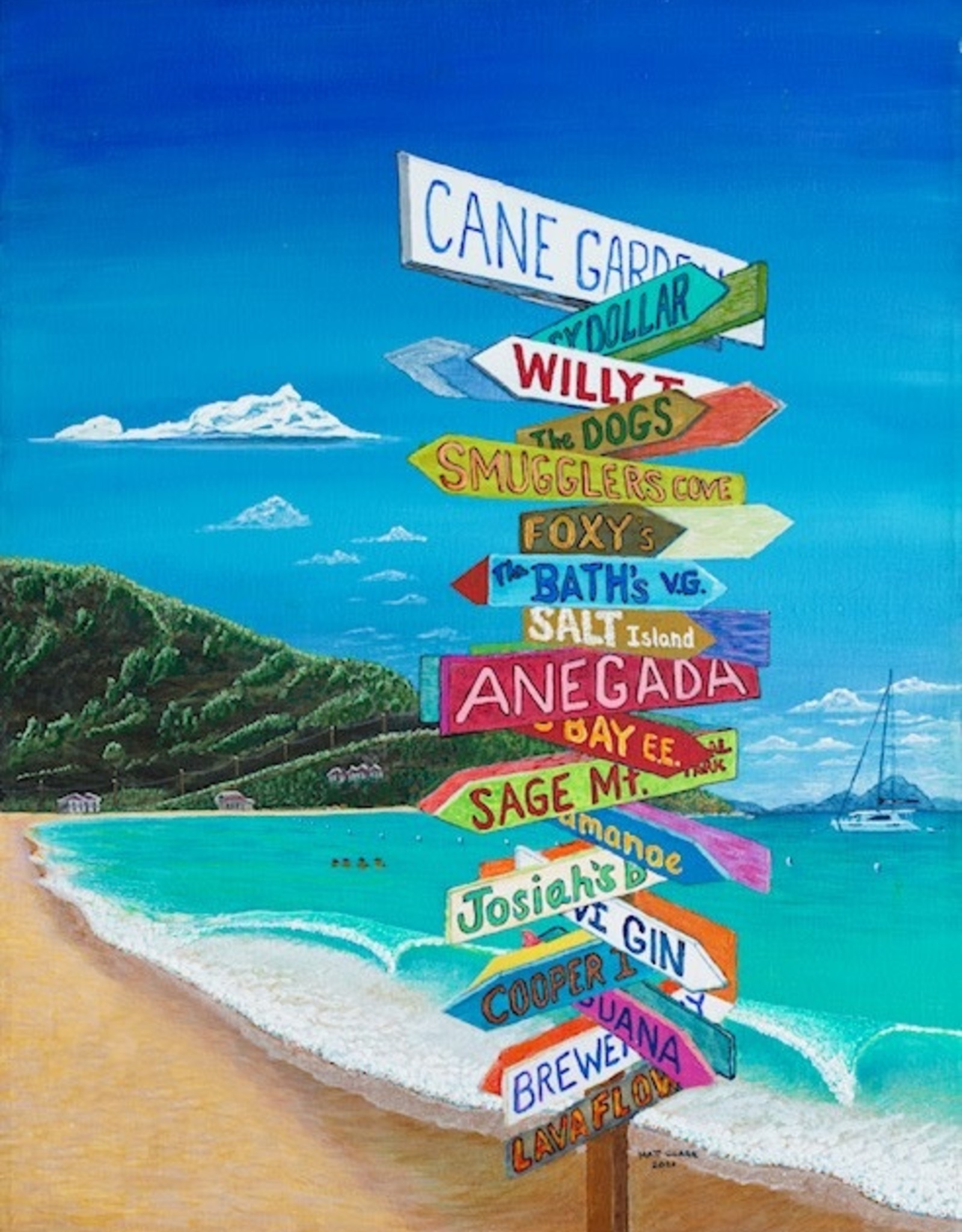 Matt Clark Art Print Giclee - Matt Clark "Paradise - Cane Garden Bay"  Medium 8.5" x 11.5"