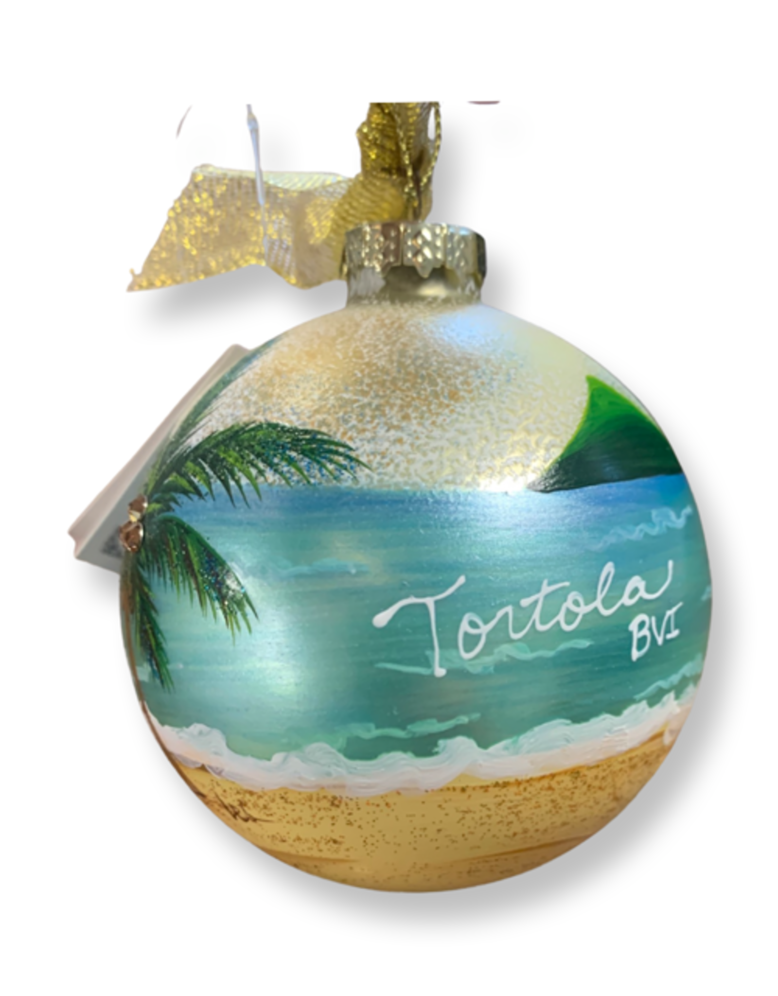 All At Sea Trading Co Ornament G - Hand Painted - Coconut Palm with Crystals