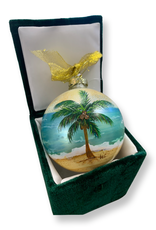 All At Sea Trading Co Ornament G - Hand Painted - Coconut Palm with Crystals