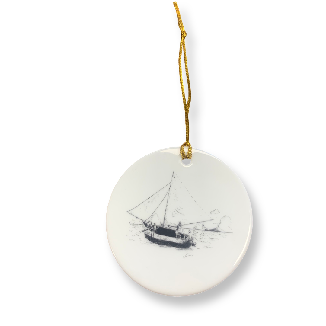 Ornament "Tortola Sloop" BVI Artist Walden Benjamin Nutmeg and Co.