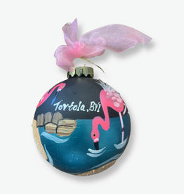 All At Sea Trading Co Ornament J - Hand Painted  - Pretty in Pink Flamingo