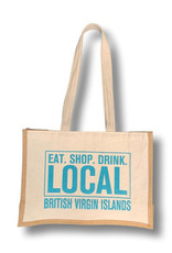 Nutmeg & Co. Tote Bag - Shop Local BVI - Burlap Turquoise