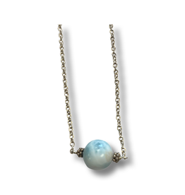 Samarkand Samarkand  Necklace - Fixed Ball - Ocean Larimar