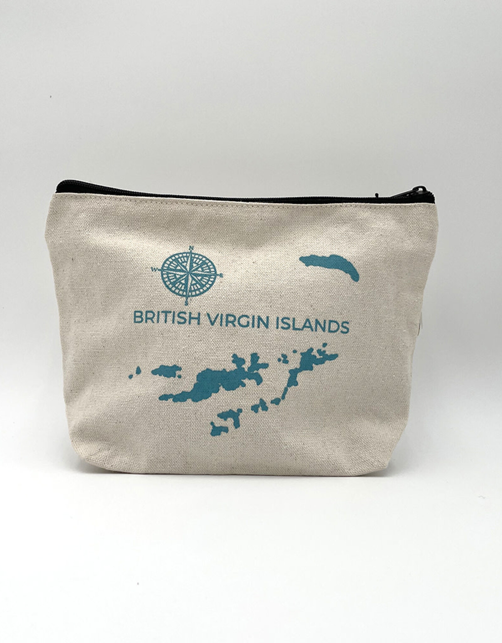 Nutmeg & Co. BVI Map - Canvas Pouch Turquoise