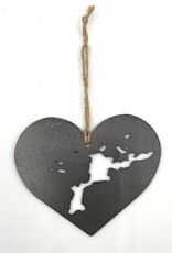 Nutmeg & Co. I Love VG - Virgin Gorda Map Ornament - Cut Steel