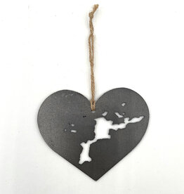 Nutmeg & Co. I Love VG - Virgin Gorda Map Ornament - Cut Steel