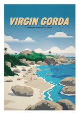 Nutmeg & Co. Tea Towel BVI NEW -  Virgin Gorda Retro Art