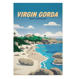 Nutmeg & Co. Tea Towel BVI NEW -  Virgin Gorda Retro Art