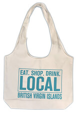 Eat, Shop, Drink Local BVI Aqua Shopper Bag - White Canvas