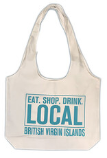 Tote Bag - Shop Local BVI - White Canvas Turquoise