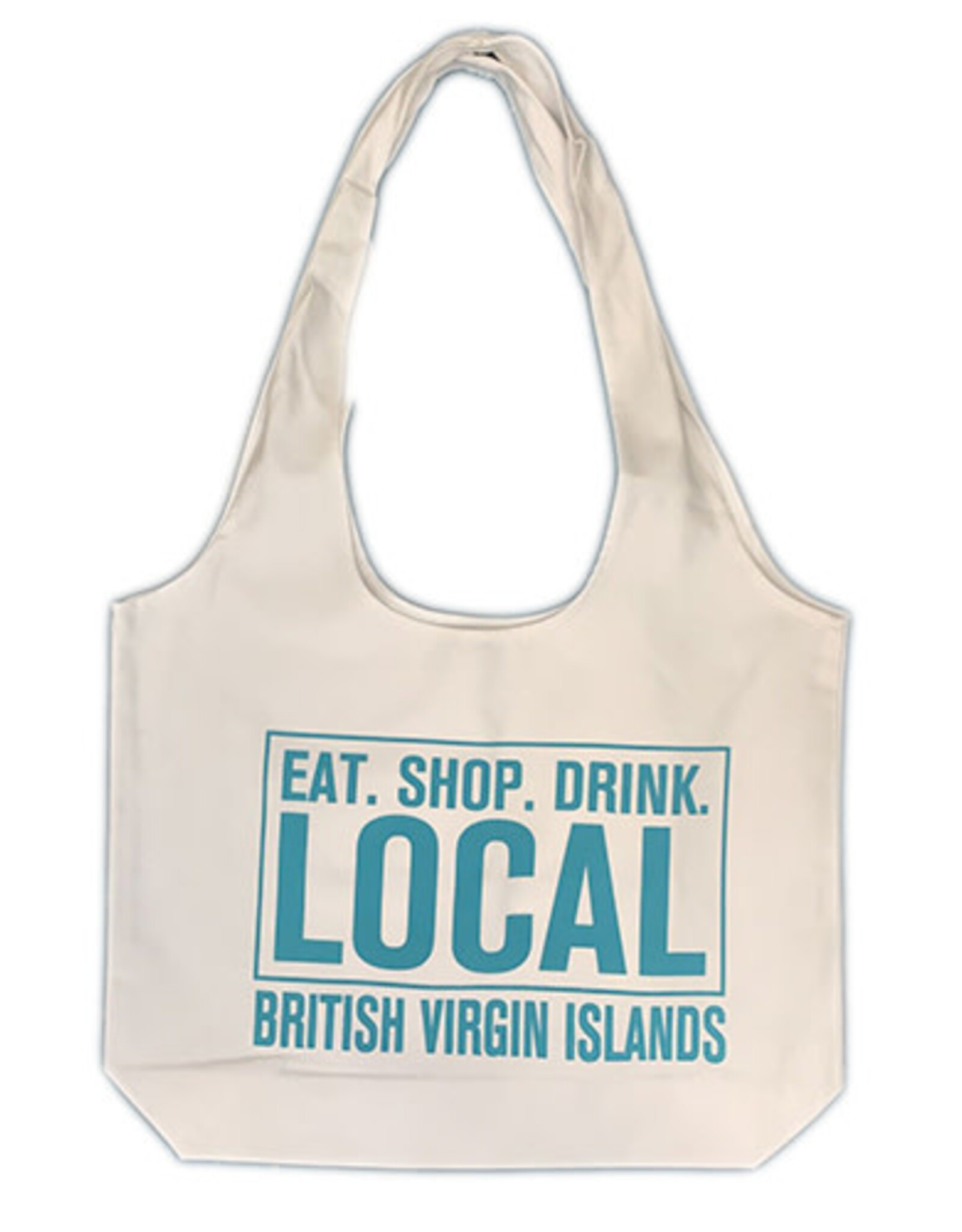 Eat, Shop, Drink Local BVI Aqua Shopper Bag - White Canvas