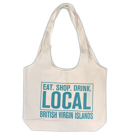 Eat, Shop, Drink Local BVI Aqua Shopper Bag - White Canvas