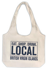 Eat, Shop, Drink Local BVI Navy Shopper Bag - White Canvas