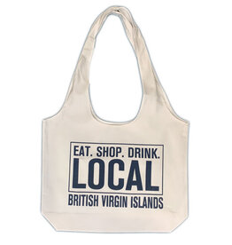 Eat, Shop, Drink Local BVI Navy Shopper Bag - White Canvas