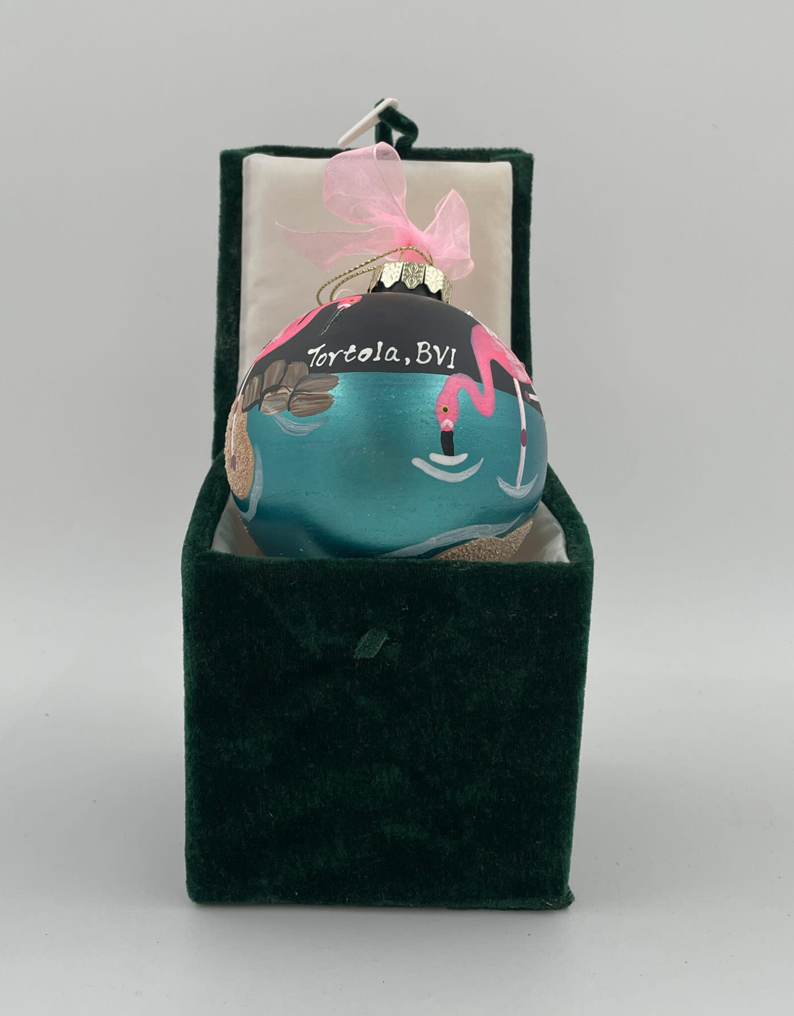 Pretty in Pink Flamingo  BVI Christmas Ornaments - Hand Painted