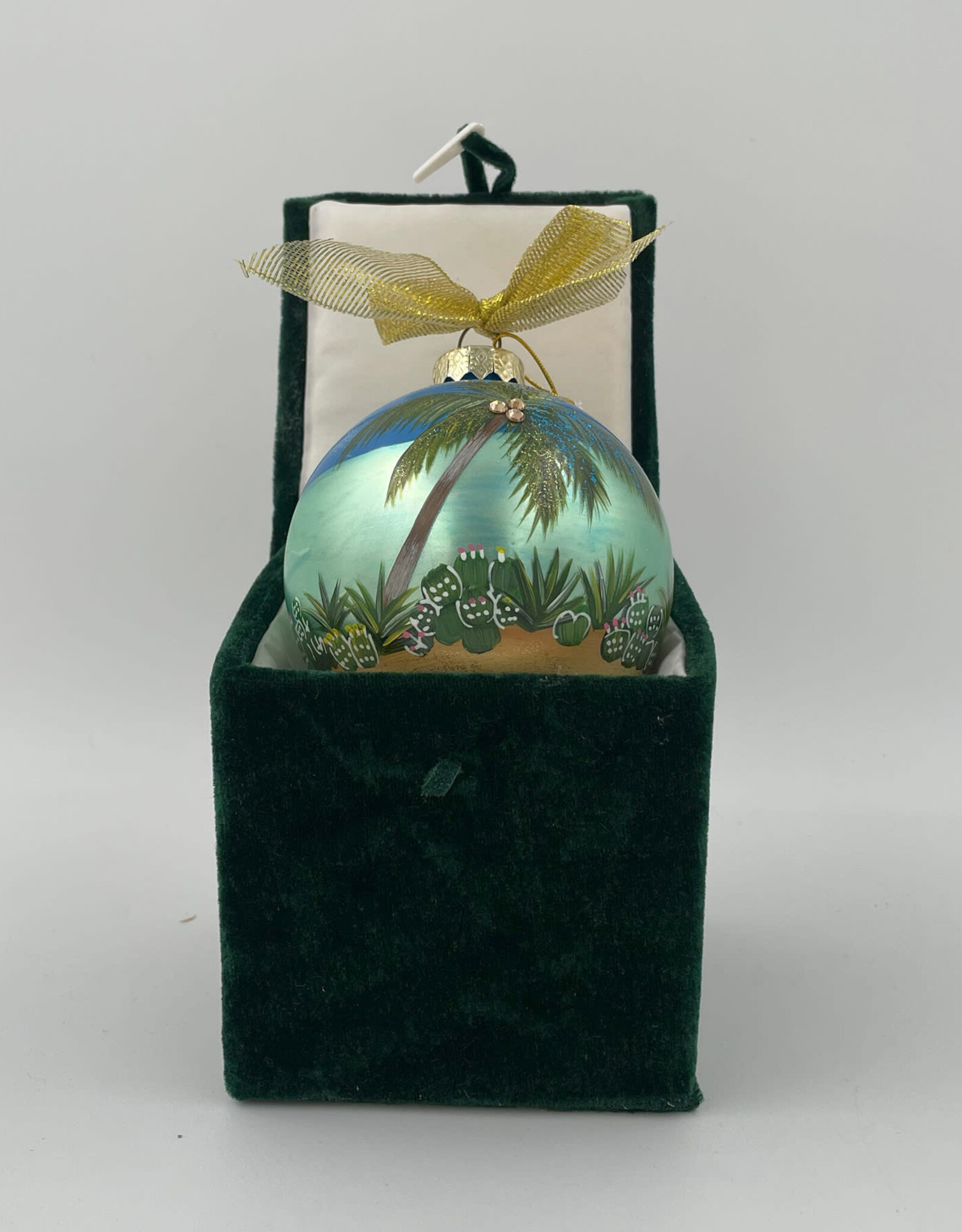 Palm Over Water BVI Christmas Ornaments - Hand Painted  Glass