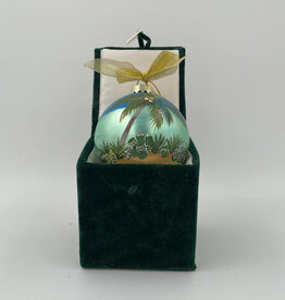 Palm Over Water BVI Christmas Ornaments - Hand Painted  Glass