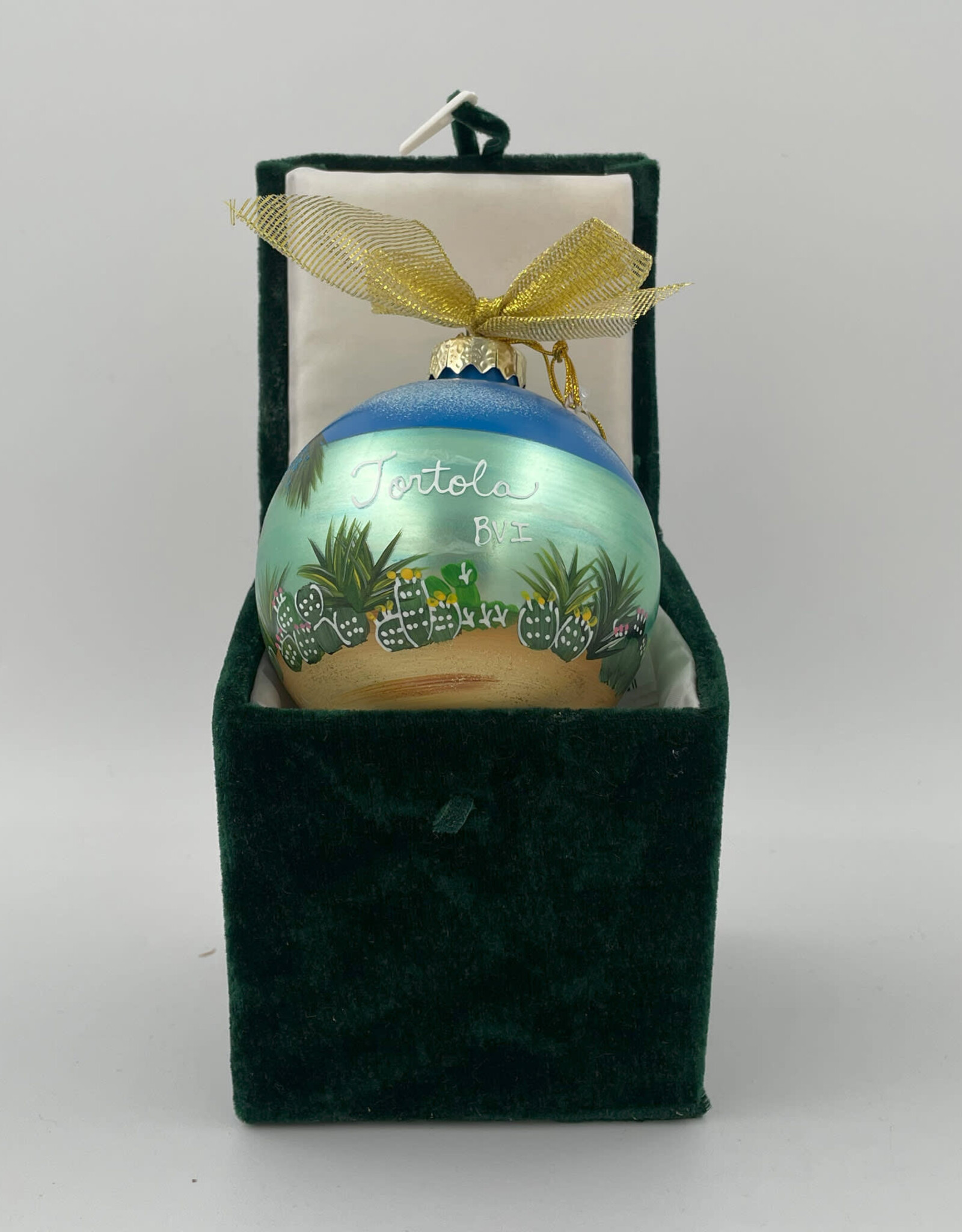 Palm Over Water BVI Christmas Ornaments - Hand Painted  Glass