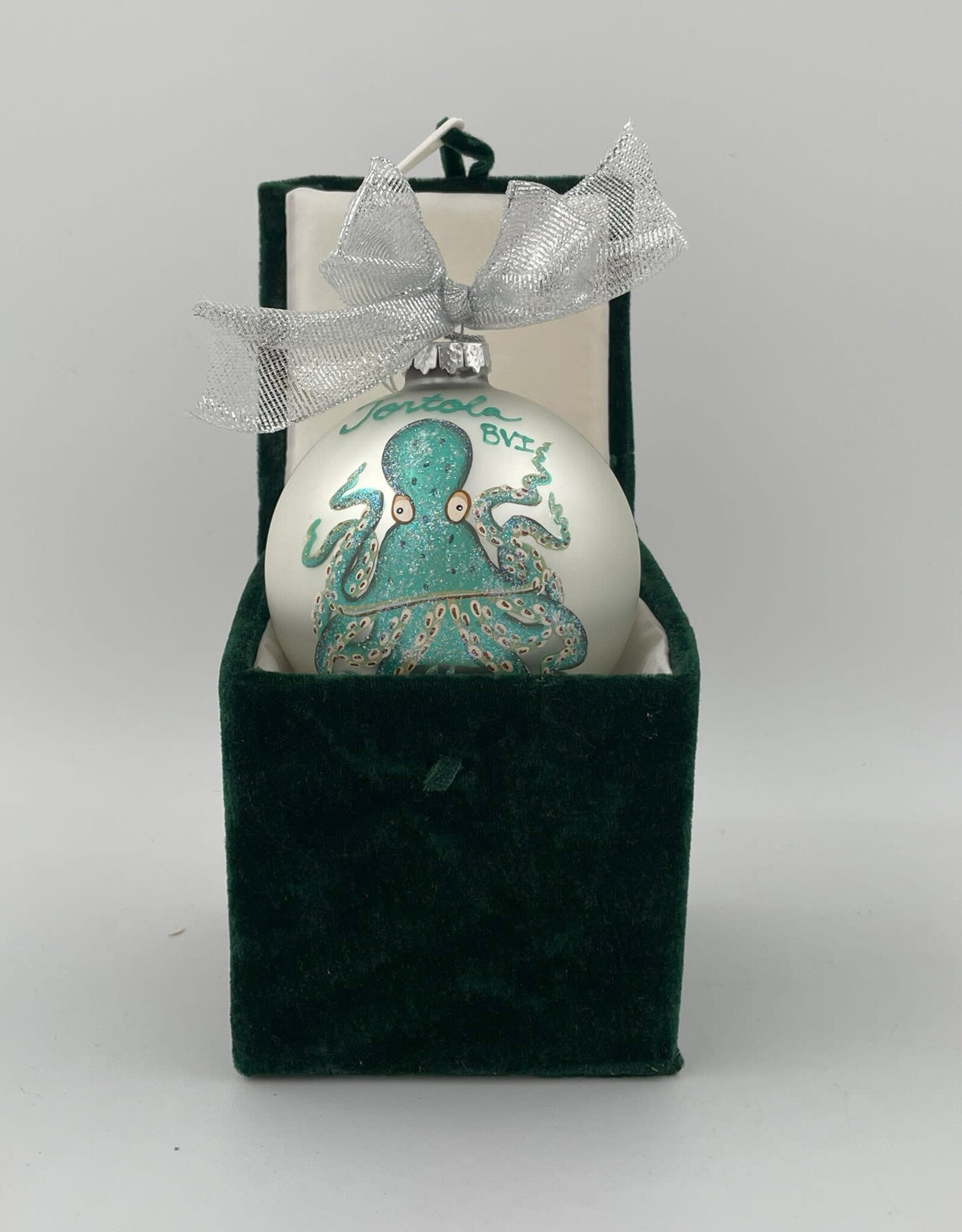 Aqua Octopus BVI Christmas Ornaments - Hand Painted Glass