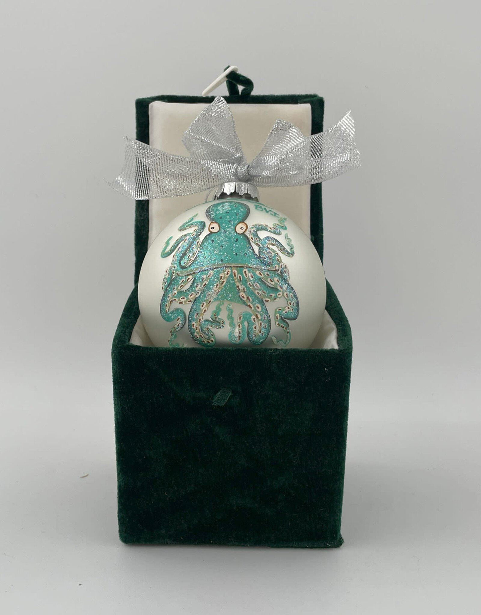 Aqua Octopus BVI Christmas Ornaments - Hand Painted Glass