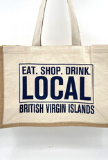 Nutmeg & Co. Shop Local Navy Tote Bag - Jute and Canvas