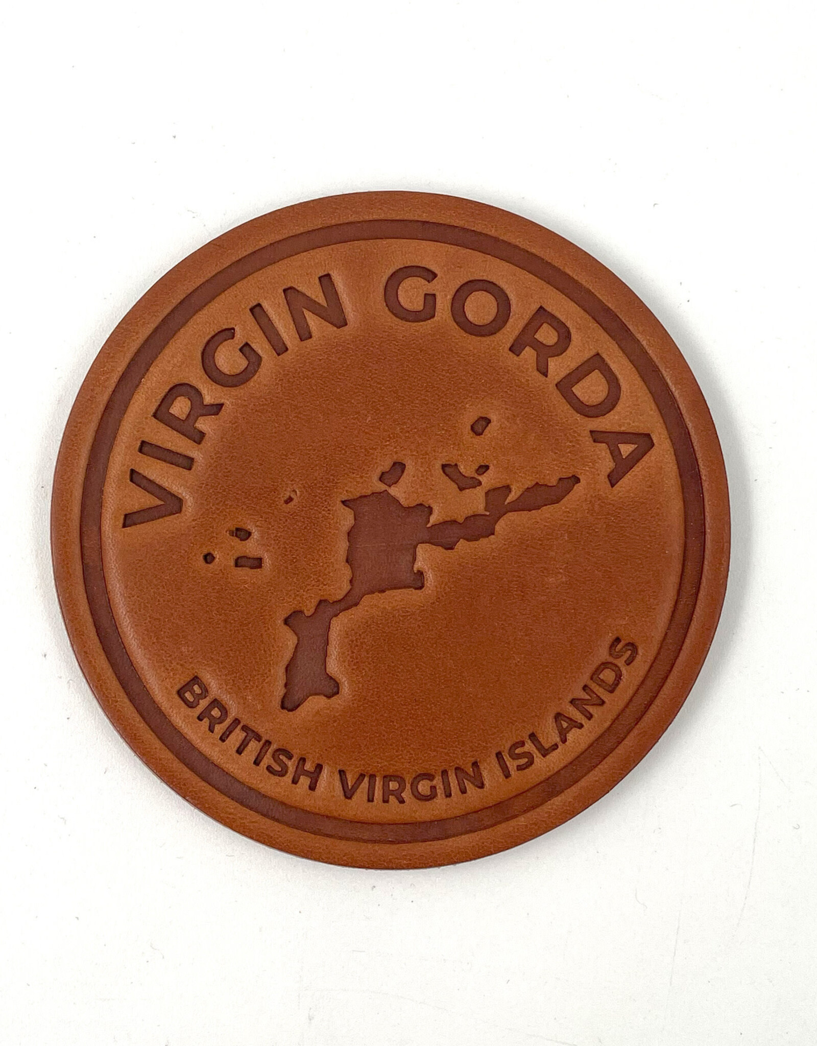 Virgin Gorda Embossed Harness Leather Coaster