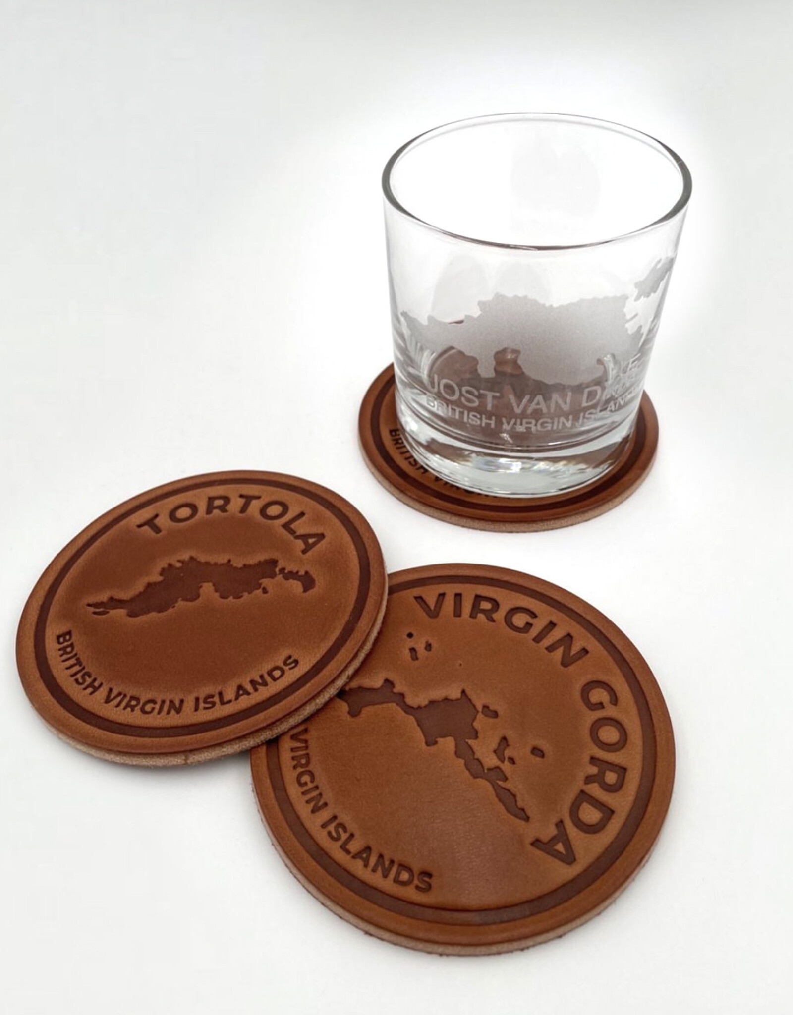 Tortola Embossed Harness Leather Coaster