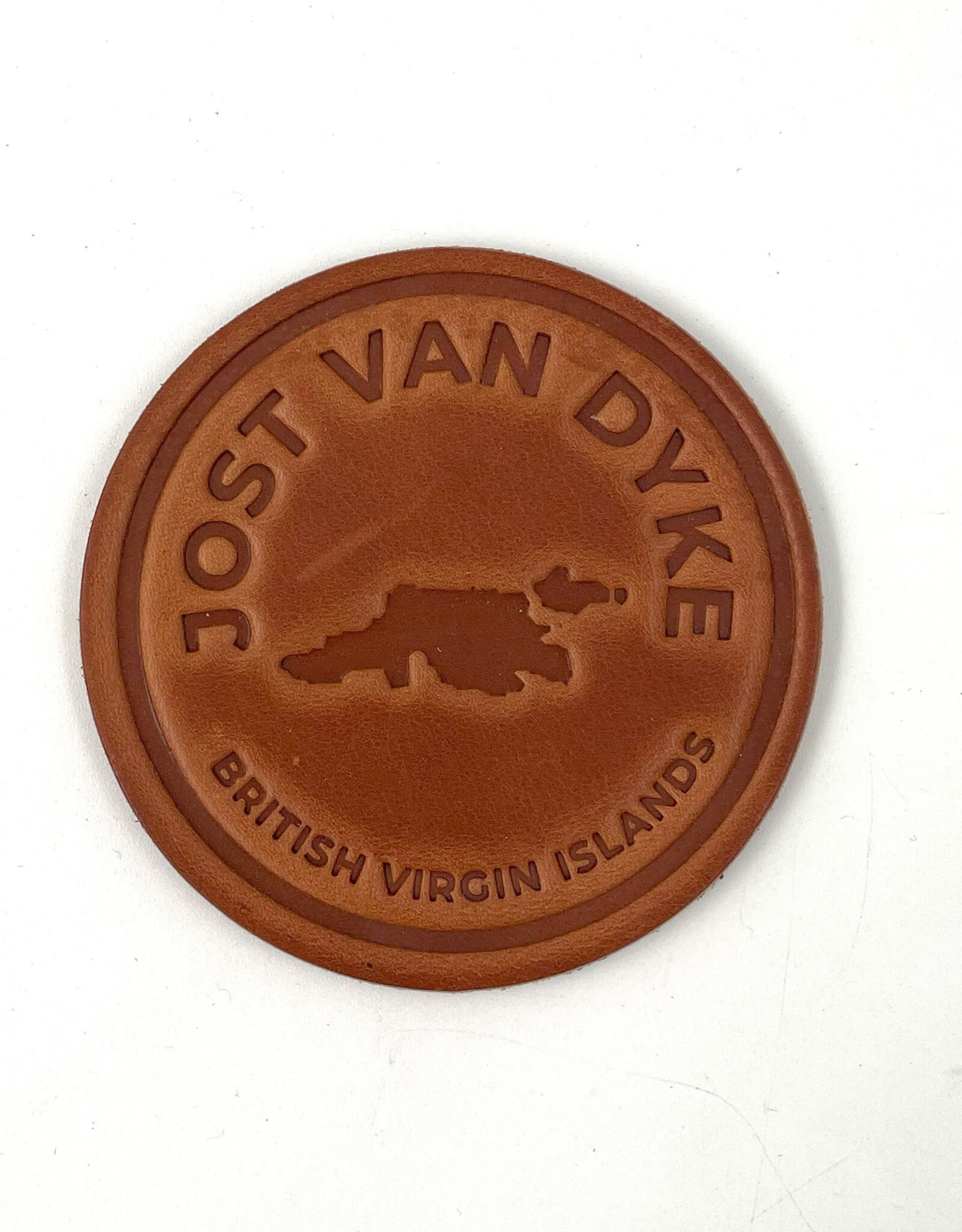 Jost Van Dyke Embossed Harness Leather Coaster