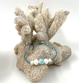 4 Pearl & Larimar Bead on Recycled Plastic
