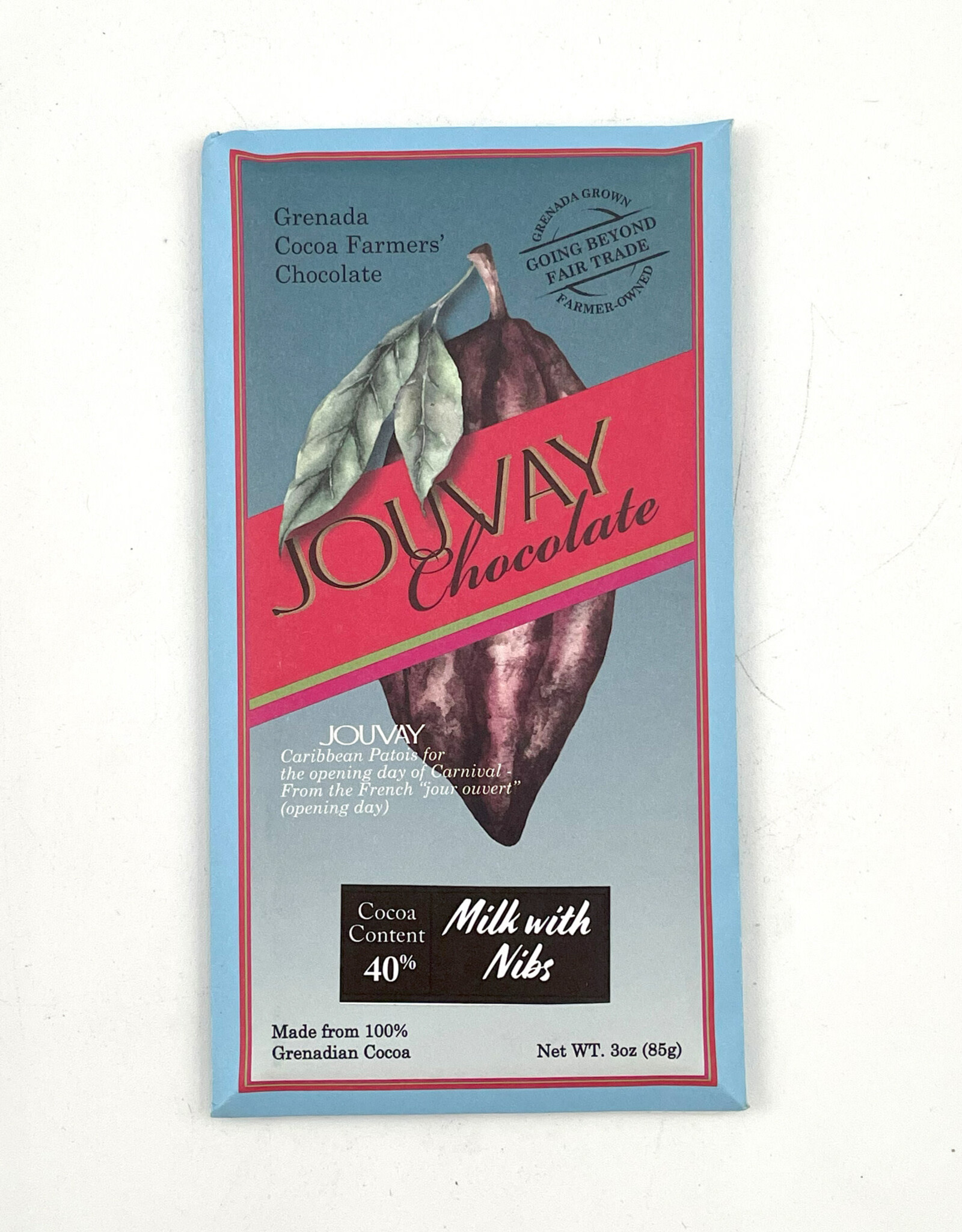 Jouvay Chocolate Bar - Milk Chocolate With Cocoa Nibs